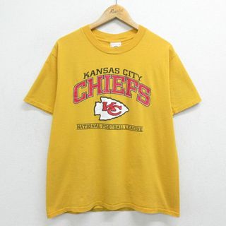 XL★古着 半袖 ビンテージ Tシャツ メンズ 00年代 00s NFL カンザスシティチーフス コットン クルーネック 黄色 イエロー アメフト スーパーボウル 24mar07 中古(Tシャツ/カットソー(半袖/袖なし))