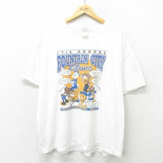 ミッキーマウス(ミッキーマウス)のXL★古着 半袖 ビンテージ Tシャツ メンズ 00年代 00s バッグスバニー ミッキー MICKEY MOUSE スポンジボブ 大きいサイズ コットン クルーネック 白 ホワイト 【spe】 24mar07 中古(Tシャツ/カットソー(半袖/袖なし))