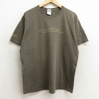 XL★古着 半袖 ビンテージ Tシャツ メンズ 00年代 00s メッセージ コットン クルーネック 茶系 ブラウン 24mar09 中古(Tシャツ/カットソー(半袖/袖なし))