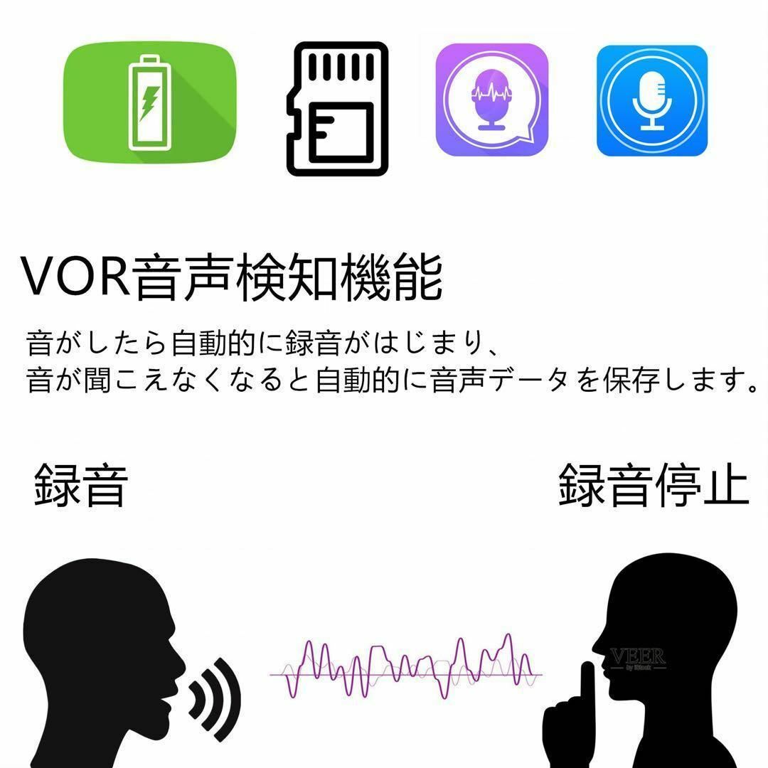 マグネット付 ボイスレコーダー 小型 64GB VOR音声検知録 スマホ転送 スマホ/家電/カメラのスマホアクセサリー(Androidケース)の商品写真