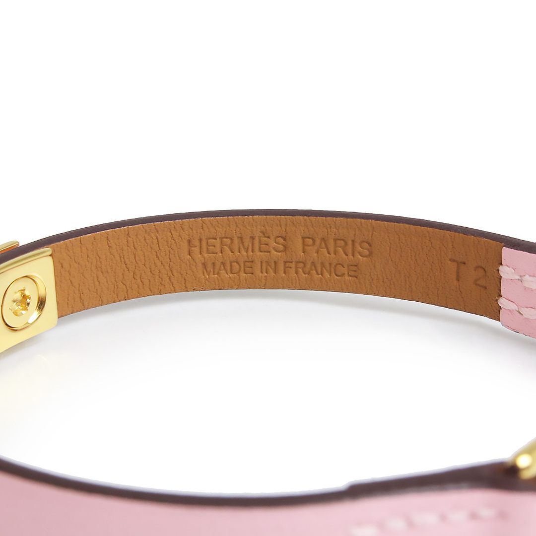 Hermes(エルメス)のエルメス リヴァル ミニ レザー ブレスレット ヴォースイフト #T2 ローズサクラ ピンク ゴールド金具 B刻印 箱付 HERMES（新品・未使用品） レディースのアクセサリー(ブレスレット/バングル)の商品写真