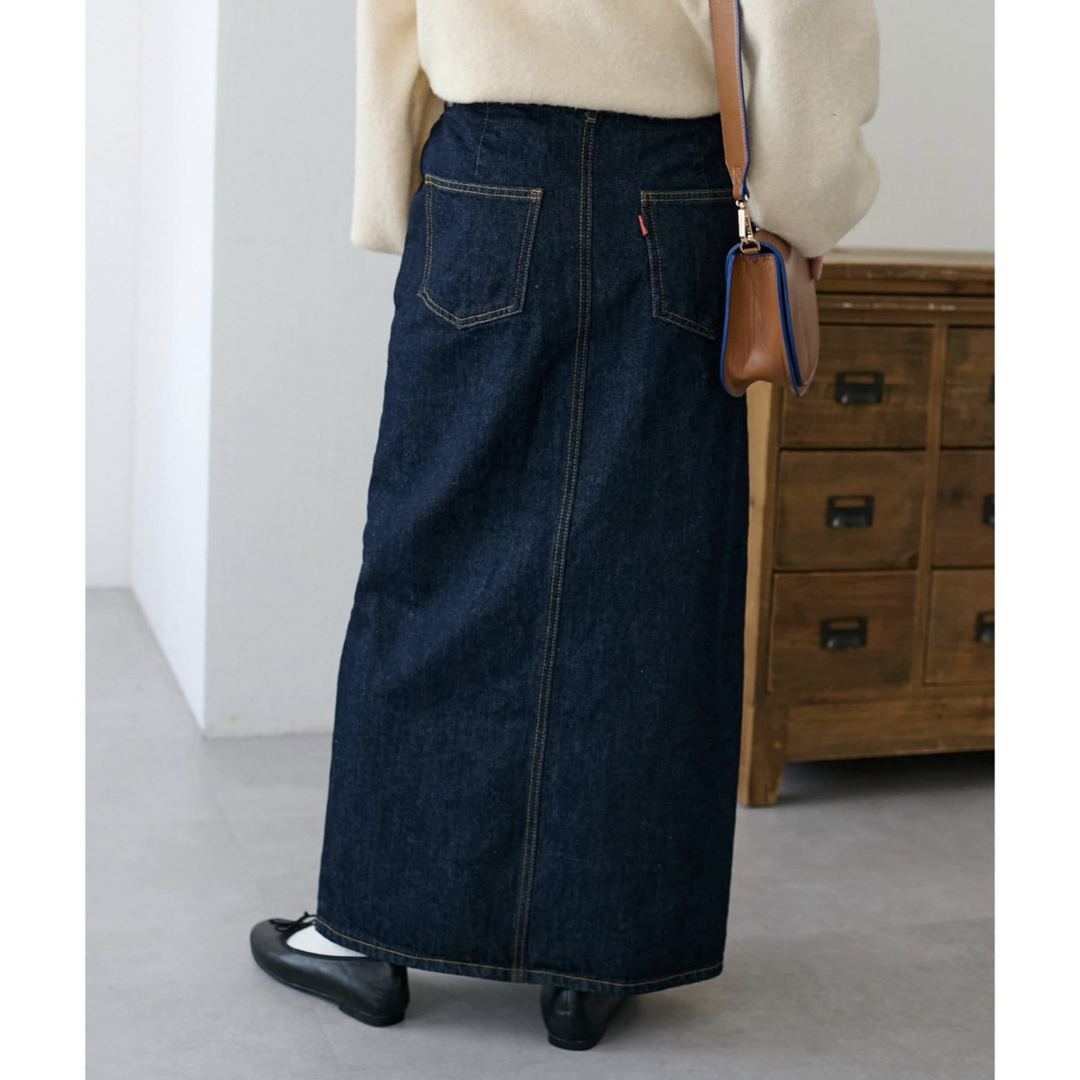 Discoat(ディスコート)のDiscoat USコットンデニムナロースカート ネイビー レディースのスカート(ロングスカート)の商品写真