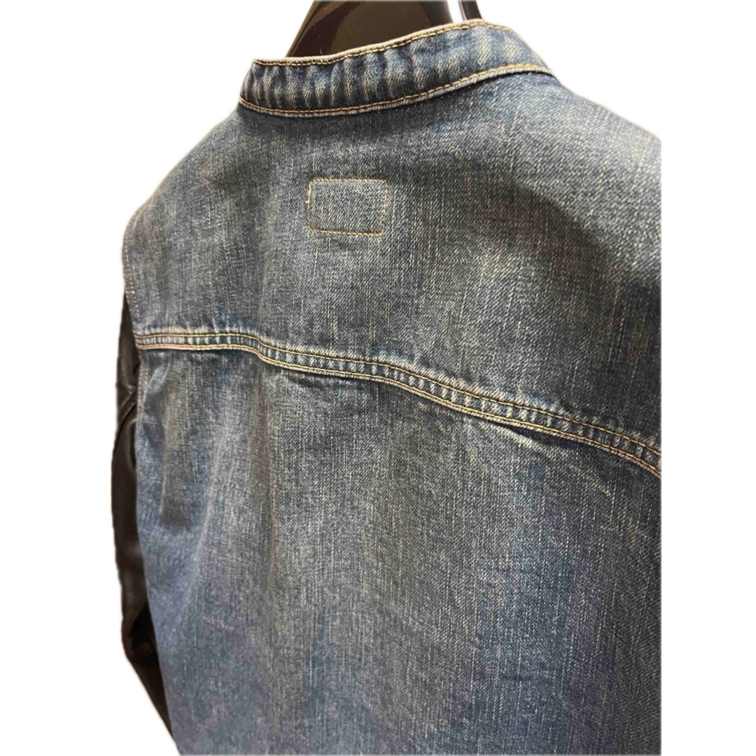 SAINT LAURENT - サンローラン 袖レザー デニム ライダース SAINT LAURENT - サンローラン 袖レザー デニム ライダース