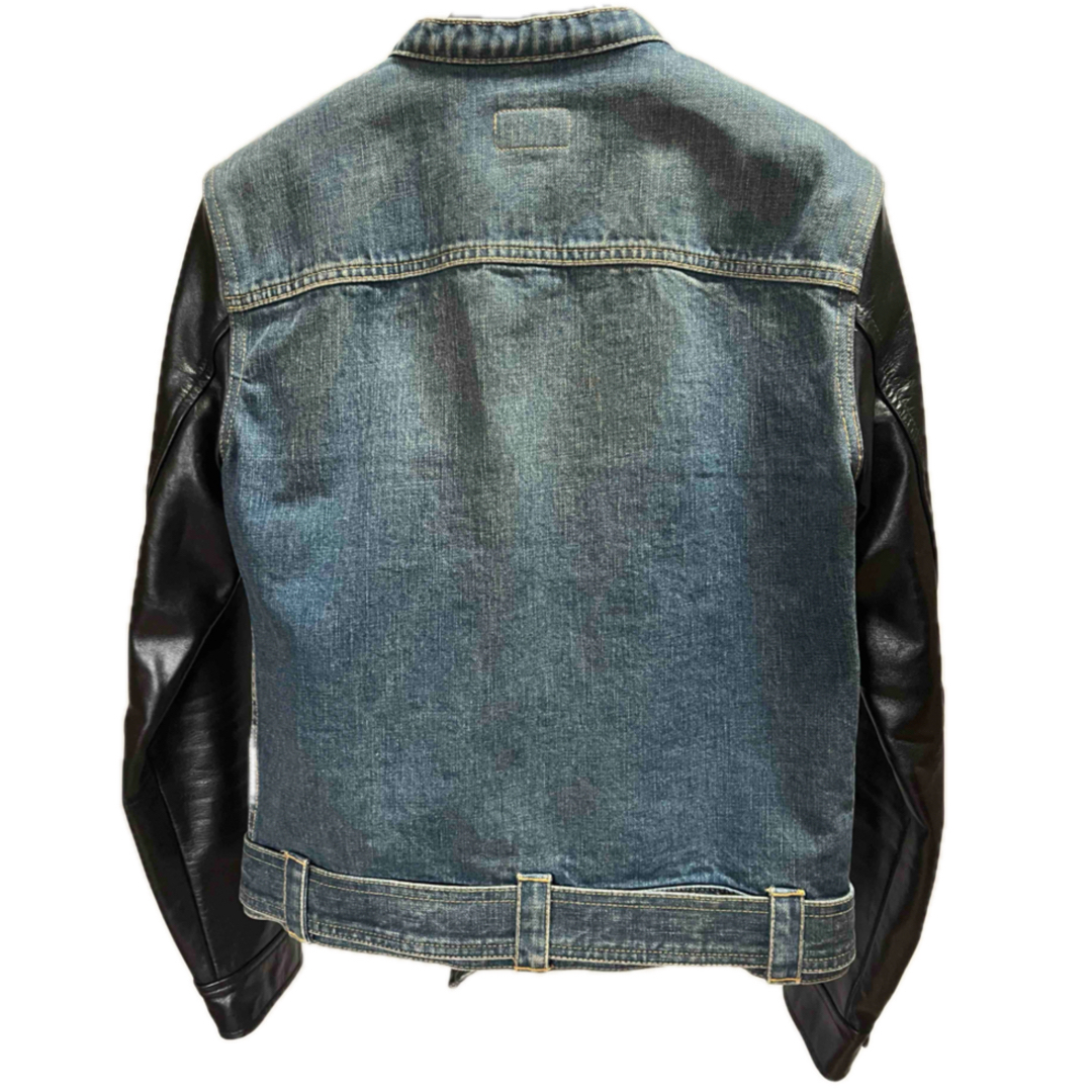 SAINT LAURENT - サンローラン 袖レザー デニム ライダース SAINT LAURENT - サンローラン 袖レザー デニム ライダース
