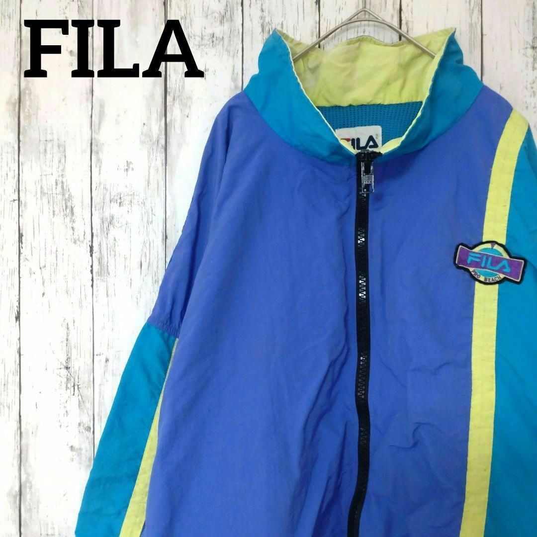 FILA(フィラ)の90sFILA　ビッグサイズナイロンジャケットUSA製　刺繍ロゴ（903） メンズのジャケット/アウター(ナイロンジャケット)の商品写真