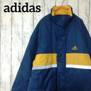 アディダス(adidas)の90sアディダス中綿ジャケット　ワンポイント刺繍ロゴ　ブルゾンアウター（910）(ナイロンジャケット)