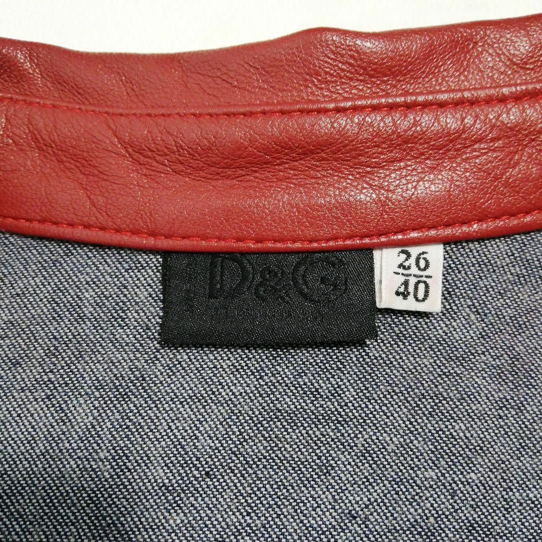 DOLCE&GABBANA(ドルチェアンドガッバーナ)のドルガバ イタリア製 デニムシャツ レザー 切替 五分袖 レディース ネイビー レディースのトップス(シャツ/ブラウス(半袖/袖なし))の商品写真