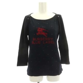 バーバリーブルーレーベル(BURBERRY BLUE LABEL)のバーバリーブルーレーベル スタッズ Tシャツ カットソー 七分袖 38 紺 赤(その他)