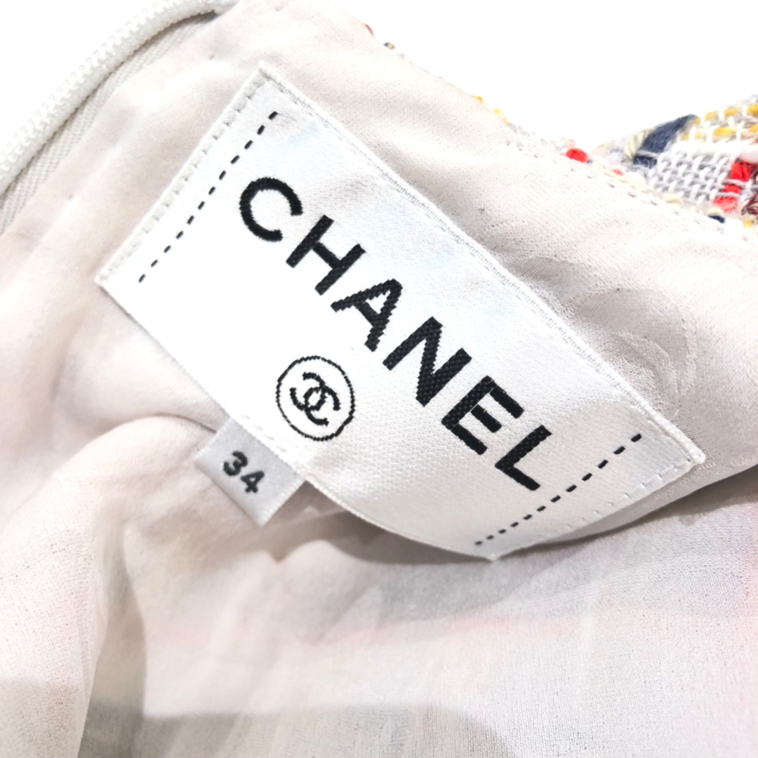 CHANEL(シャネル)のシャネル CHANEL マルチツイードワンピース 18P SS P58364 ホワイト系 コットン48% アクリル21% ウール12% ビスコース11% ポリエステル4% リネン3% アセテート1% ライニング:シルク100% レディース ワンピース レディースのワンピース(その他)の商品写真