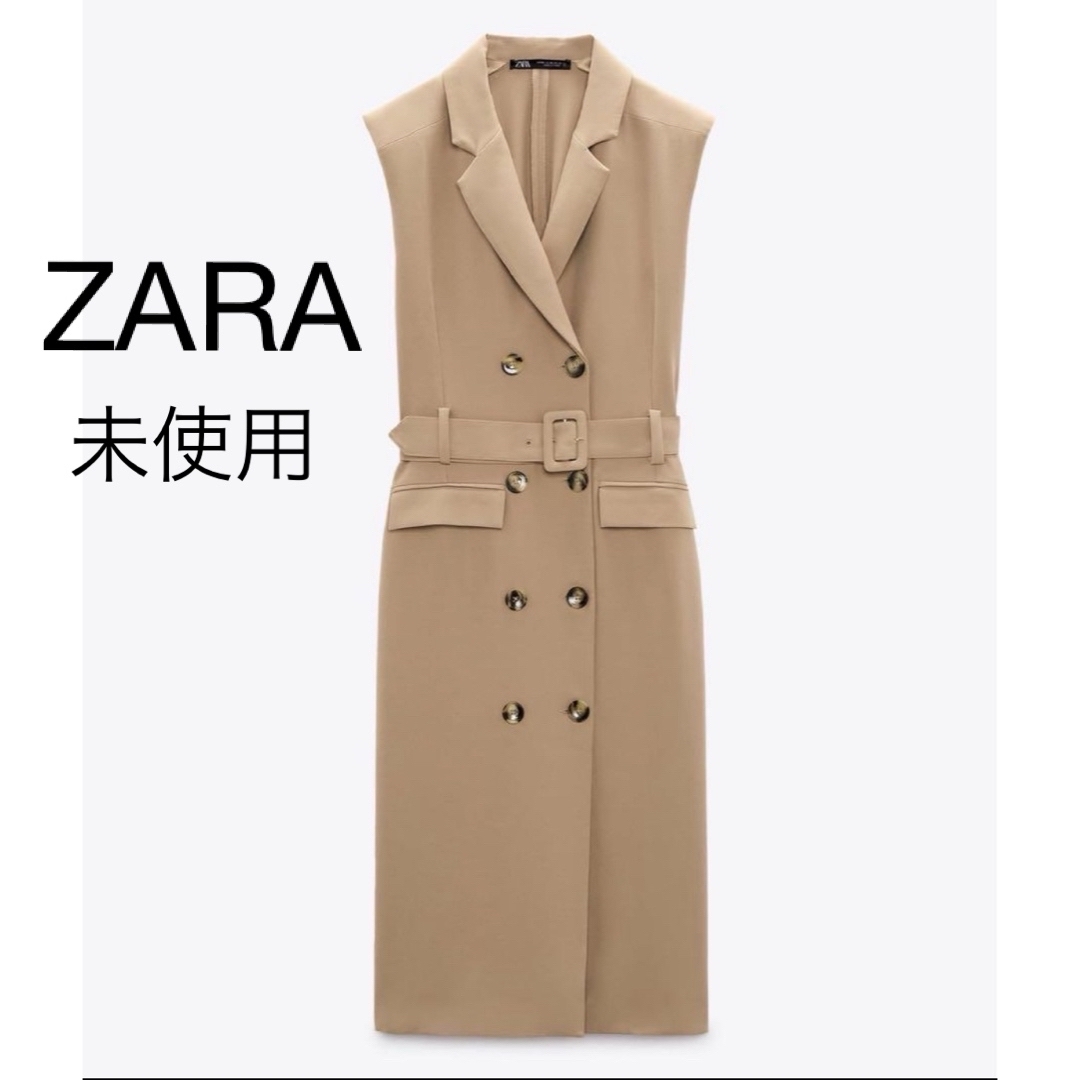 ZARA(ザラ)の未使用ZARA ザラ　トレンチワンピース　トレンチベスト　ジレ レディースのワンピース(ひざ丈ワンピース)の商品写真