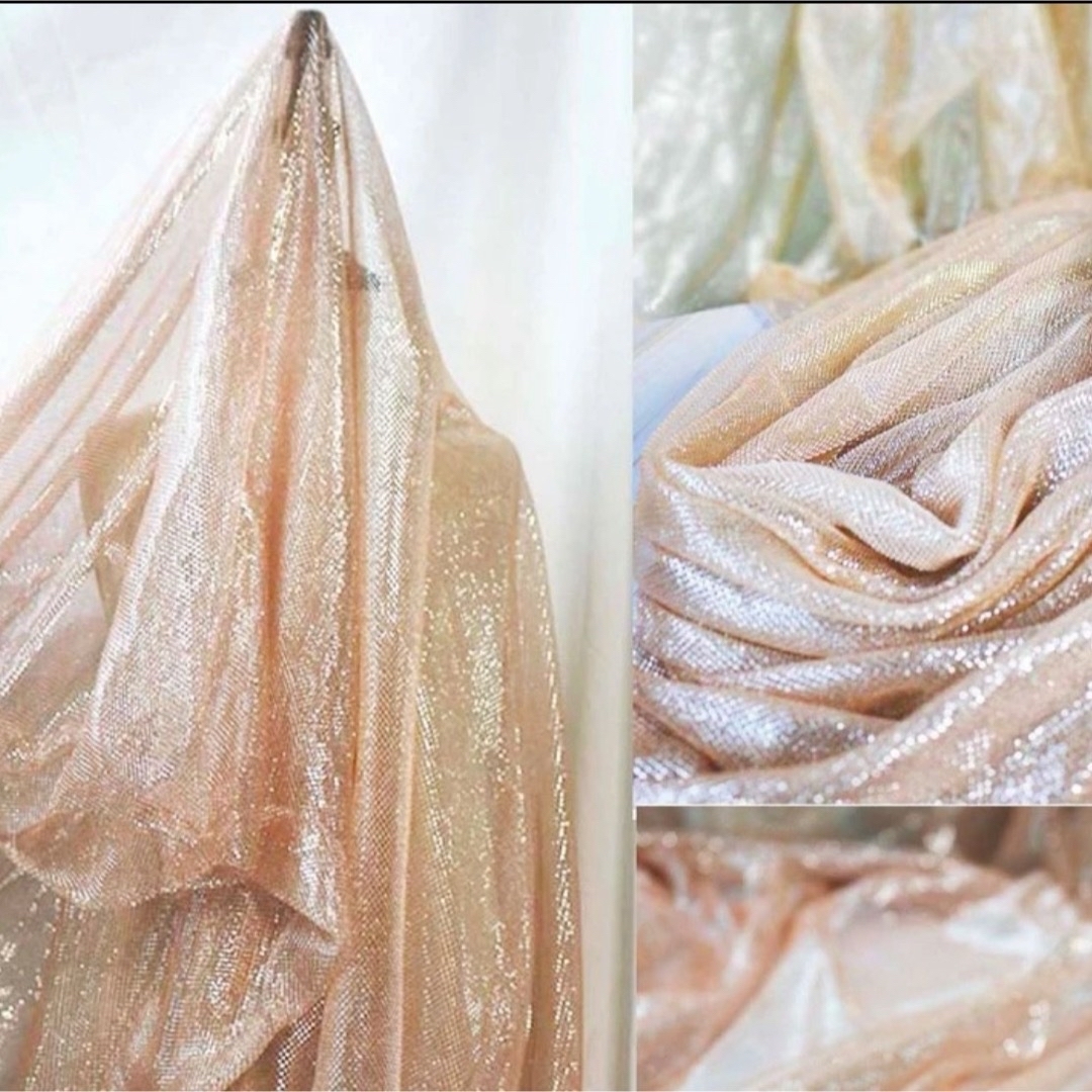 ベージュ生地　メッシュ　ラメ ハンドメイドの素材/材料(生地/糸)の商品写真