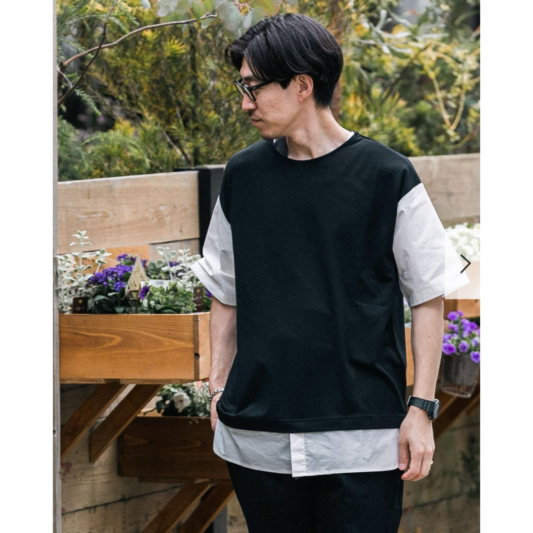 URBAN RESEARCH(アーバンリサーチ)のURBANRESEARCH アーバンリサーチ　布帛切替レイヤード　Tシャツ　新品 メンズのトップス(Tシャツ/カットソー(半袖/袖なし))の商品写真