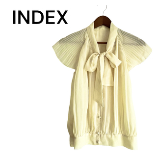 インデックス(INDEX)のINDEX インデックス シャツ ブラウス リボン フリル ノースリーブ M(シャツ/ブラウス(半袖/袖なし))