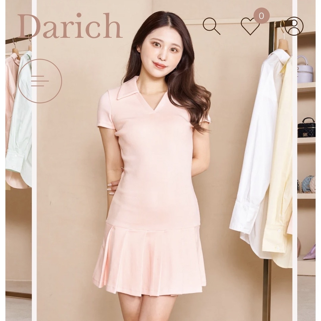 Darich(ダーリッチ)のプリーツリブミニワンピース レディースのワンピース(ミニワンピース)の商品写真