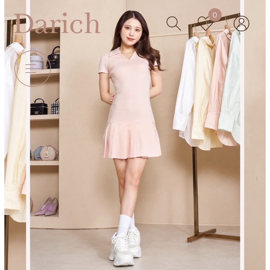 Darich(ダーリッチ)のプリーツリブミニワンピース レディースのワンピース(ミニワンピース)の商品写真