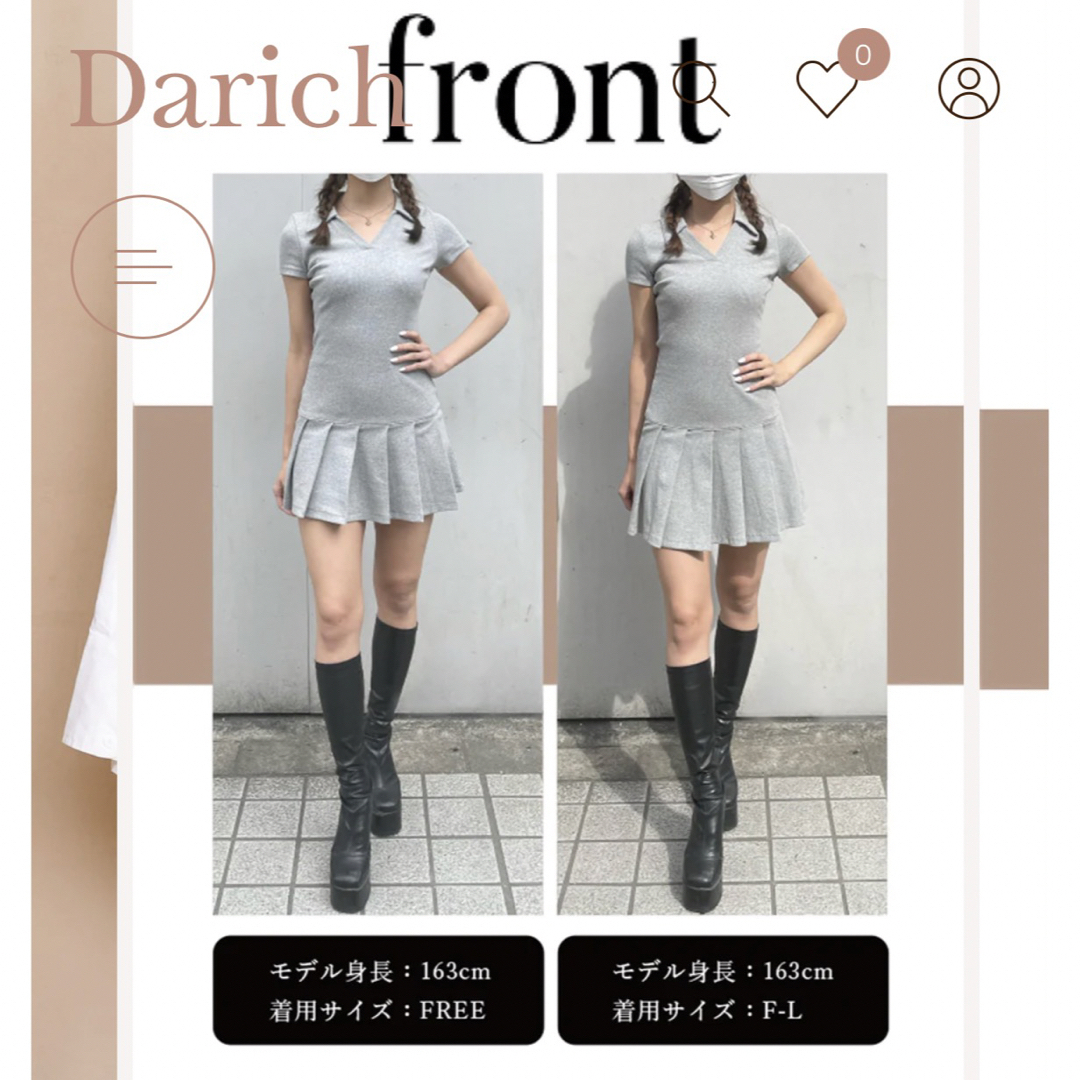 Darich(ダーリッチ)のプリーツリブミニワンピース レディースのワンピース(ミニワンピース)の商品写真