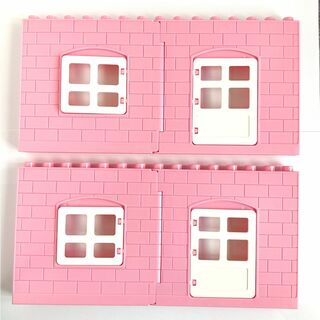 壁4枚(ピンク色)セット　アンパンマンブロックラボ　レゴデュプロ互換品(知育玩具)