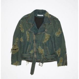 アクネストゥディオズ(Acne Studios)のacnestudios ディストレスドデニムライダースジャケット　23aw(Gジャン/デニムジャケット)