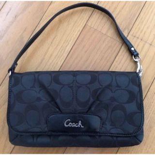 コーチ(COACH)の【希少】美品！coachコーチアクセサリーポーチ　シグネチャー(ハンドバッグ)