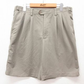 W34★古着 IZOD ショート パンツ ショーツ メンズ ベージュ カーキ 24mar12 中古 ボトムス 短パン ショーパン ハーフ(ワークパンツ/カーゴパンツ)