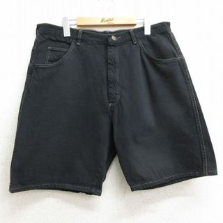 ラングラー(Wrangler)のW35★古着 ラングラー Wrangler ショート パンツ ショーツ メンズ 黒 ブラック デニム 24mar13 中古 ボトムス 短パン ショーパン ハーフ(ワークパンツ/カーゴパンツ)