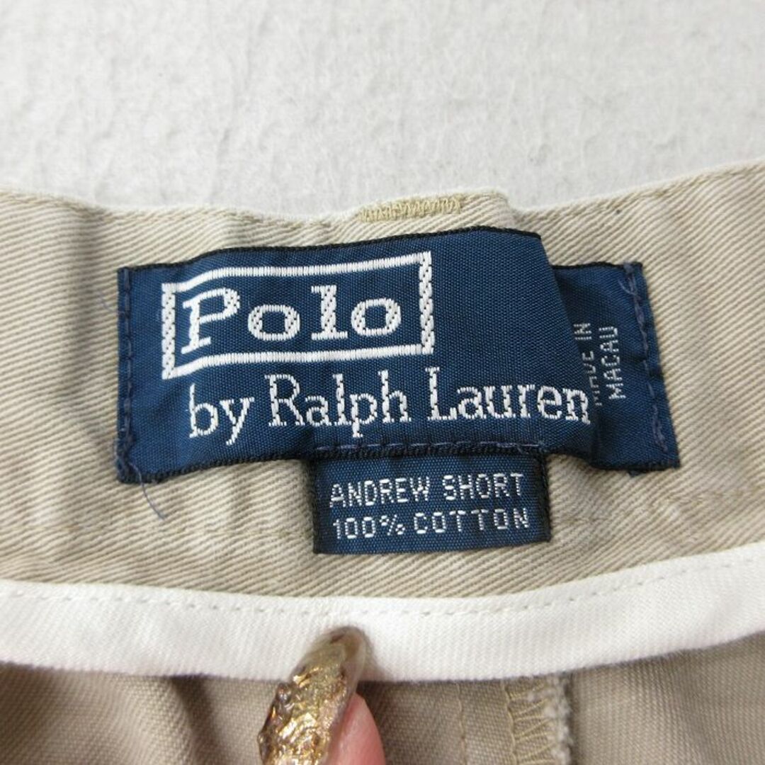 Ralph Lauren(ラルフローレン)のW34★古着 ラルフローレン Ralph Lauren ブランド ショート チノ パンツ チノパン ショーツ メンズ 90年代 90s コットン ベージュ カーキ 24mar13 中古 ボトムス 短パン ショーパン メンズのパンツ(ワークパンツ/カーゴパンツ)の商品写真