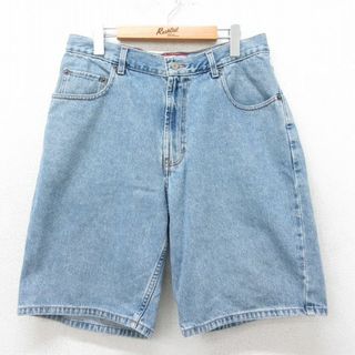 オールドネイビー(Old Navy)のW33★古着 オールドネイビー ショート パンツ ショーツ メンズ 00年代 00s コットン 紺 ネイビー デニム 24mar14 中古 ボトムス 短パン ショーパン ハーフ(ワークパンツ/カーゴパンツ)