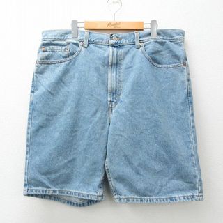 リーバイス(Levi's)のW39★古着 リーバイス Levis 505 ショート パンツ ショーツ メンズ 大きいサイズ 紺 ネイビー デニム 24mar15 中古 ボトムス 短パン ショーパン ハーフ(ワークパンツ/カーゴパンツ)