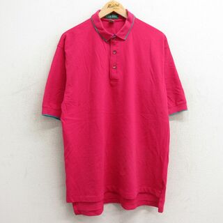 XL★古着 半袖 ポロ シャツ メンズ 90年代 90s 鹿の子 コットン USA製 濃ピンク 24mar11 中古 トップス(ポロシャツ)
