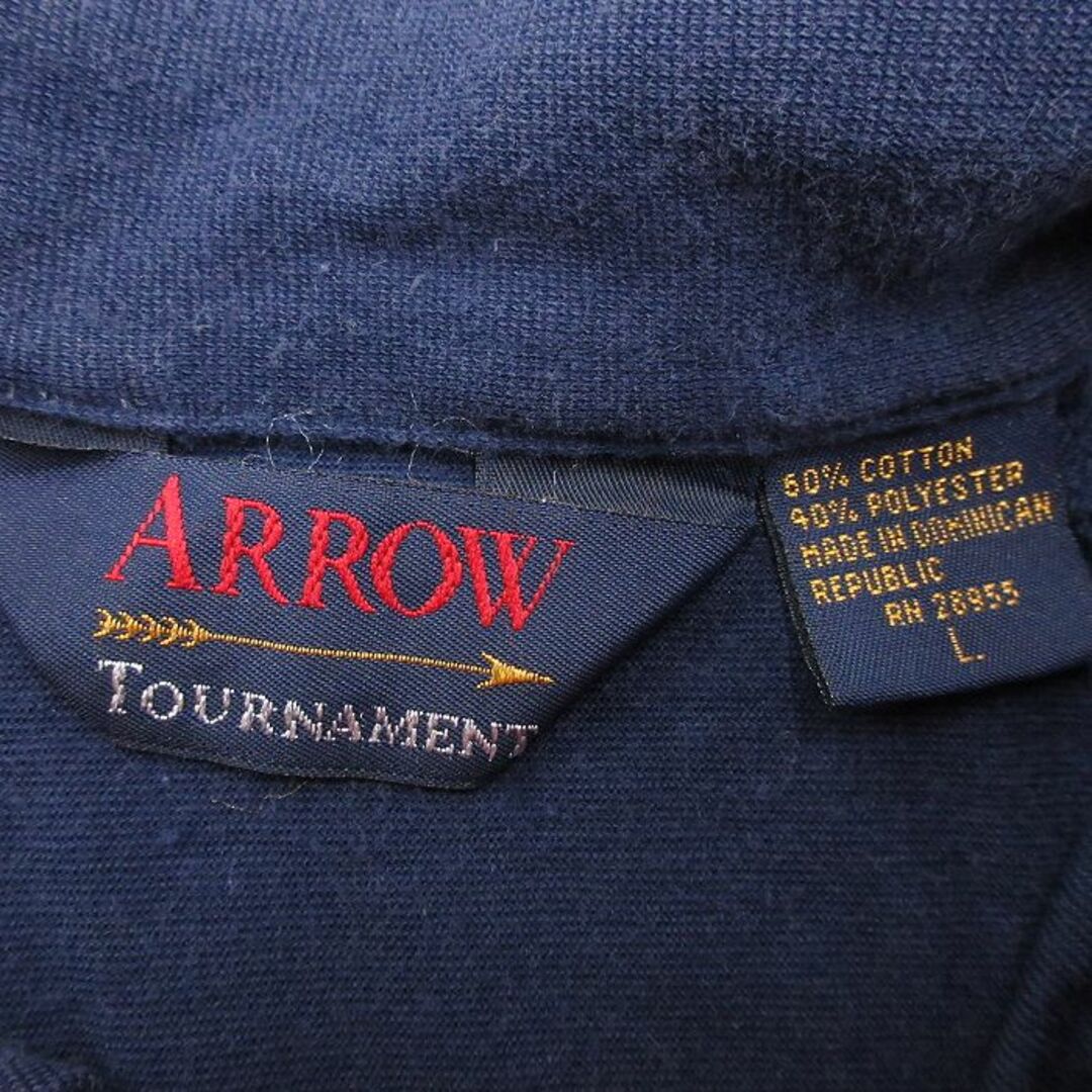 ARROW(アロー)のXL★古着 アロー 半袖 ポロ シャツ メンズ 80年代 80s 胸ポケット付き ラグラン 紺 ネイビー 24mar12 中古 トップス メンズのトップス(ポロシャツ)の商品写真