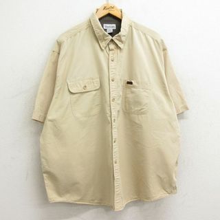 カーハートダブリューアイピー(Charhartt WIP)のXL★古着 カーハート Carhartt 半袖 シャツ メンズ 大きいサイズ ロング丈 コットン ボタンダウン 薄ベージュ カーキ 24mar12 中古 トップス(シャツ)