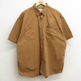 カーハートダブリューアイピー(Charhartt WIP)のXL★古着 カーハート Carhartt 半袖 シャツ メンズ コロラド YOUTH 開襟 オープンカラー ロング丈 コットン ボタンダウン 茶 ブラウン 24mar12 中古 トップス(シャツ)