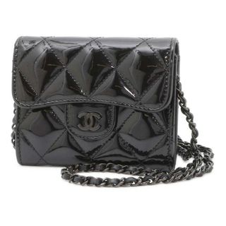 CHANEL - シャネル チェーンウォレット マトラッセ ココマーク ミニ パテント AP0238 CHANEL 財布 黒