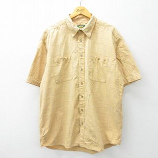 XL★古着 カベラス 半袖 シャツ メンズ 00年代 00s 大きいサイズ ロング丈 コットン ベージュ カーキ 24mar13 中古 トップス(シャツ)