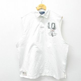 ラルフローレン(Ralph Lauren)のXL★古着 ラルフローレン Ralph Lauren ノースリーブ ブランド ラガー シャツ メンズ 90年代 90s コットン 白 ホワイト 24mar13 中古 トップス(シャツ)