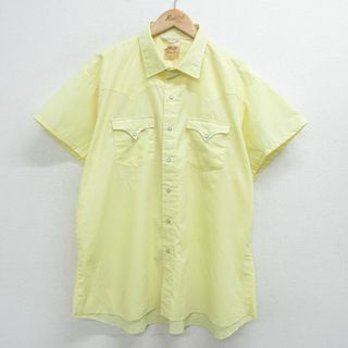 XL★古着 ミラー 半袖 ウエスタン シャツ メンズ 80年代 80s 大きいサイズ 薄黄 イエロー 24mar13 中古 トップス(シャツ)