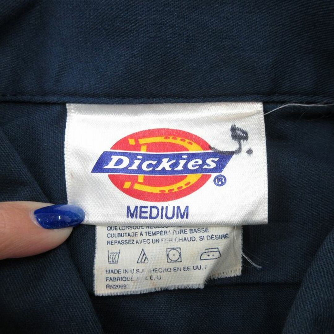 Dickies(ディッキーズ)のM★古着 ディッキーズ Dickies 半袖 ワーク シャツ メンズ 90年代 90s USA製 紺 ネイビー 24mar13 中古 トップス メンズのトップス(シャツ)の商品写真