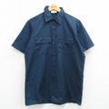 M★古着 ディッキーズ Dickies 半袖 ワーク シャツ メンズ 90年代 90s USA製 紺 ネイビー 24mar13 中古 トップス