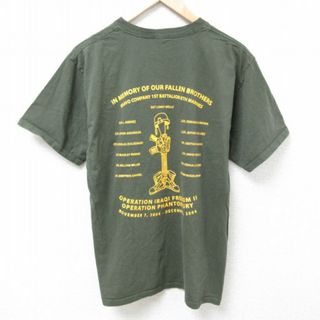 L★古着 半袖 ビンテージ Tシャツ メンズ 00年代 00s BEOWULF オペレーションイラキフリーダム コットン クルーネック 濃緑 グリーン 24mar11 中古(Tシャツ/カットソー(半袖/袖なし))