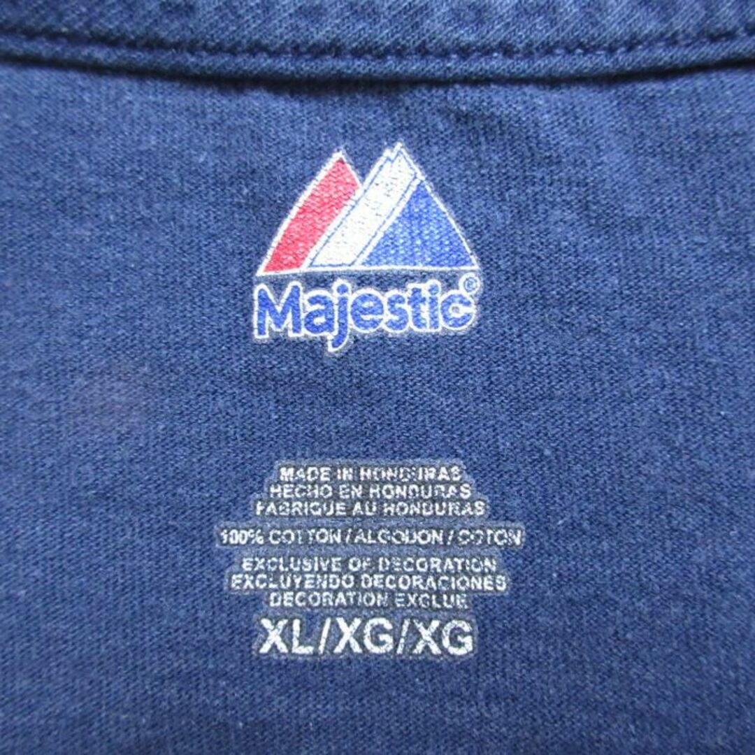 Majestic(マジェスティック)のXL★古着 マジェスティック 半袖 Tシャツ メンズ MLB デトロイトタイガース 大きいサイズ コットン クルーネック 紺 ネイビー メジャーリーグ ベースボール 野球 24mar11 中古 メンズのトップス(Tシャツ/カットソー(半袖/袖なし))の商品写真