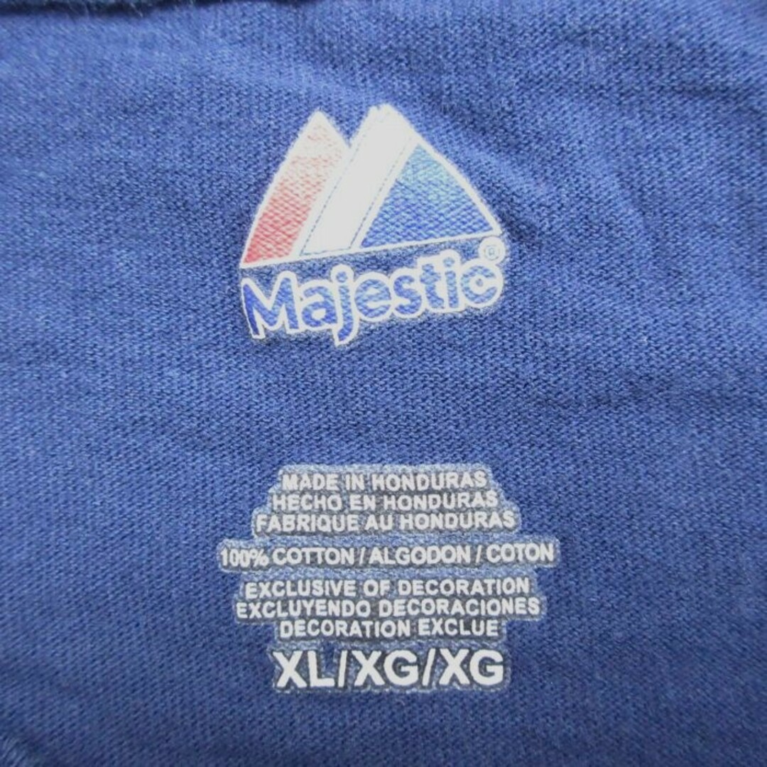 Majestic(マジェスティック)のXL★古着 マジェスティック 半袖 Tシャツ メンズ MLB ニューヨークヤンキース デレクジーター 大きいサイズ コットン クルーネック 紺 ネイビー メジャーリーグ ベースボール 野球 24mar11 中古 メンズのトップス(Tシャツ/カットソー(半袖/袖なし))の商品写真