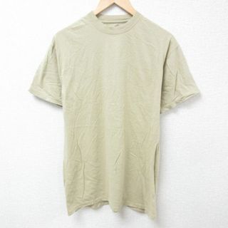 L★古着 半袖 Tシャツ メンズ 無地 コットン クルーネック 濃ベージュ カーキ 24mar11 中古(Tシャツ/カットソー(半袖/袖なし))