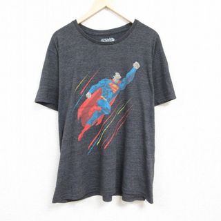 オールドネイビー(Old Navy)のXL★古着 オールドネイビー OLD NAVY 半袖 Tシャツ メンズ DCコミックス スーパーマン 大きいサイズ クルーネック 濃グレー 霜降り 24mar12 中古(Tシャツ/カットソー(半袖/袖なし))