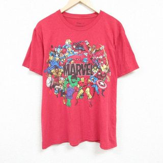 マーベル(MARVEL)のXL★古着 半袖 Tシャツ メンズ マーベル ホークアイ ファルコン ゴーストライダー 大きいサイズ クルーネック 薄エンジ 霜降り 24mar15 中古(Tシャツ/カットソー(半袖/袖なし))