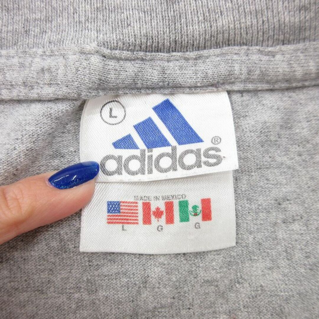 adidas(アディダス)のXL★古着 アディダス adidas 半袖 ビンテージ Tシャツ メンズ 90年代 90s ビッグロゴ 大きいサイズ クルーネック グレー 霜降り 24mar11 中古 メンズのトップス(Tシャツ/カットソー(半袖/袖なし))の商品写真