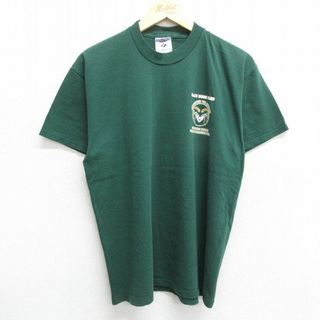 L★古着 ジャージーズ 半袖 ビンテージ Tシャツ メンズ 90年代 90s コロラドステートラムズ バスケットボール コットン クルーネック USA製 濃緑 グリーン 24mar12 中古(Tシャツ/カットソー(半袖/袖なし))