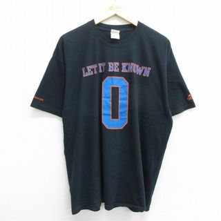 アディダス(adidas)のXL★古着 半袖 ビンテージ Tシャツ メンズ 00年代 00s アディダス adidas ワンポイントロゴ LET IT BE KNOWN コットン クルーネック 黒 ブラック 【spe】 24mar12 中古(Tシャツ/カットソー(半袖/袖なし))