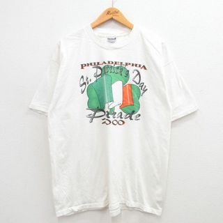 フィラ(FILA)のXL★古着 半袖 ビンテージ Tシャツ メンズ 00年代 00s フィラデルフィア 大きいサイズ コットン クルーネック 白 ホワイト 24mar12 中古(Tシャツ/カットソー(半袖/袖なし))