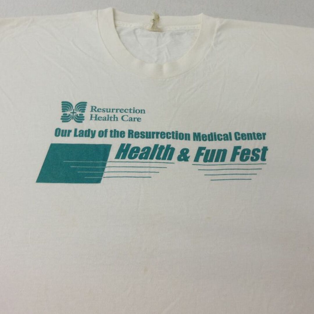 SCREEN STARS(スクリーンスターズ)のXL★古着 スクリーンスターズ 半袖 ビンテージ Tシャツ メンズ 80年代 80s Health＆Fun Fest クルーネック 白 ホワイト 24mar12 中古 メンズのトップス(Tシャツ/カットソー(半袖/袖なし))の商品写真