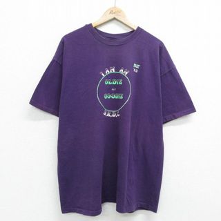 ヘインズ(Hanes)のXL★古着 ヘインズ Hanes 半袖 ビンテージ Tシャツ メンズ 90年代 90s OLDIE BUT GOODIE 大きいサイズ コットン クルーネック USA製 紫 パープル 24mar13 中古(Tシャツ/カットソー(半袖/袖なし))